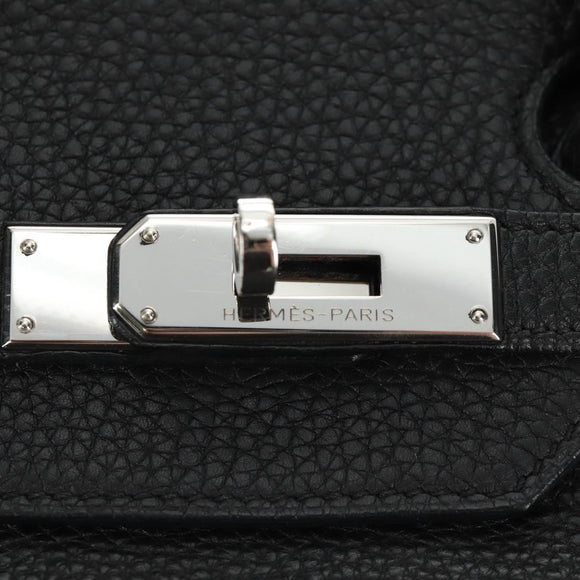 HERMES Birkin 35 Handtas Taurillon Leder Zwart Zilver Auth 181827SM