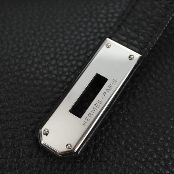 HERMES Birkin 35 Handtas Taurillon Leder Zwart Zilver Auth 181827SM