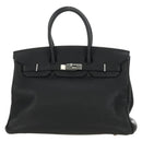 HERMES Birkin 35 Handtas Taurillon Leder Zwart Zilver Auth 181827SM-2