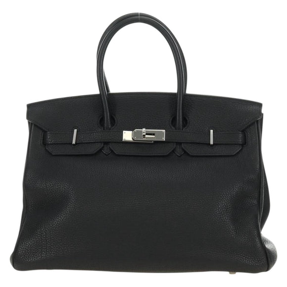 HERMES Birkin 35 Handtas Taurillon Leder Zwart Zilver Auth 181827SM