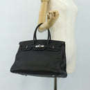 HERMES Birkin 35 Handtas Taurillon Leder Zwart Zilver Auth 181827SM-30