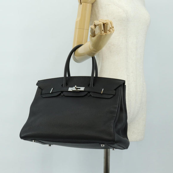 HERMES Birkin 35 Handtas Taurillon Leder Zwart Zilver Auth 181827SM