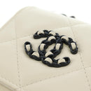 CHANEL Matelasse Chain Shoulder Bag Lamb Skin 2way White Silver CC Auth 181828M-21