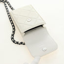 CHANEL Matelasse Chain Shoulder Bag Lamb Skin 2way White Silver CC Auth 181828M-22