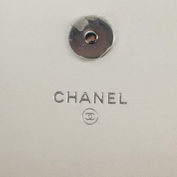 CHANEL Matelasse Chain Shoulder Bag Lamb Skin 2way White Silver CC Auth 181828M