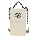 CHANEL Matelasse Chain Shoulder Bag Lamb Skin 2way White Silver CC Auth 181828M-13