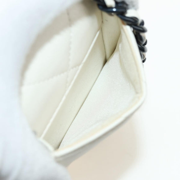 CHANEL Matelasse Chain Shoulder Bag Lamb Skin 2way White Silver CC Auth 181828M