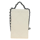 CHANEL Matelasse Chain Shoulder Bag Lamb Skin 2way White Silver CC Auth 181828M-2