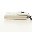CHANEL Matelasse Chain Shoulder Bag Lamb Skin 2way White Silver CC Auth 181828M-4