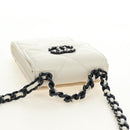 CHANEL Matelasse Chain Shoulder Bag Lamb Skin 2way White Silver CC Auth 181828M-6