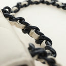 CHANEL Matelasse Chain Shoulder Bag Lamb Skin 2way White Silver CC Auth 181828M-14
