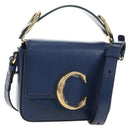 Chloe Chloe C Hand Bag Leather 2way Blue Gold Auth 181830M-1