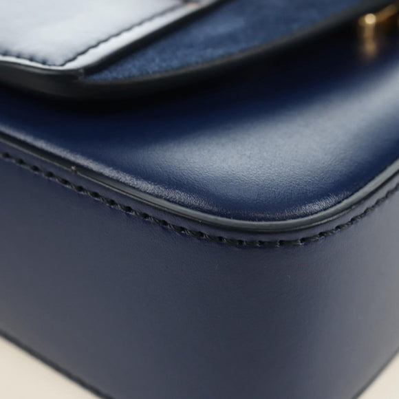 Chloe Chloe C Hand Bag Leather 2way Blue Gold Auth 181830M