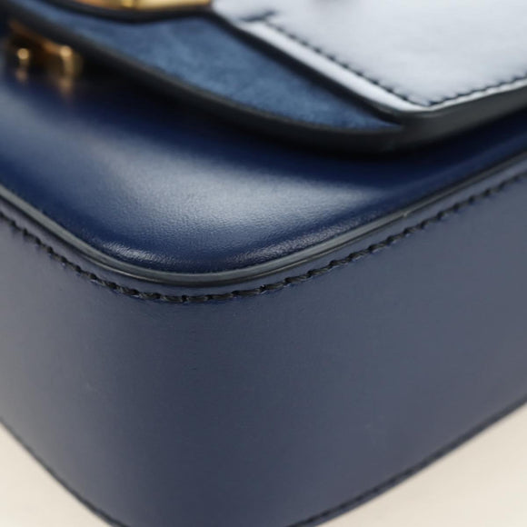 Chloe Chloe C Hand Bag Leather 2way Blue Gold Auth 181830M