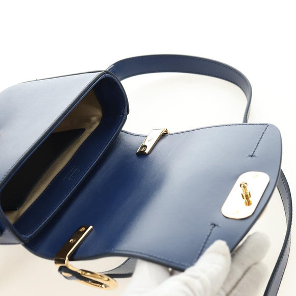 Chloe Chloe C Hand Bag Leather 2way Blue Gold Auth 181830M