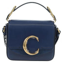 Chloe Chloe C Hand Bag Leather 2way Blue Gold Auth 181830M-2