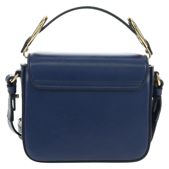 Chloe Chloe C Hand Bag Leather 2way Blue Gold Auth 181830M