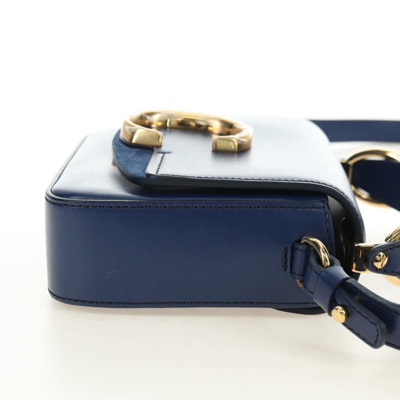 Chloe Chloe C Hand Bag Leather 2way Blue Gold Auth 181830M