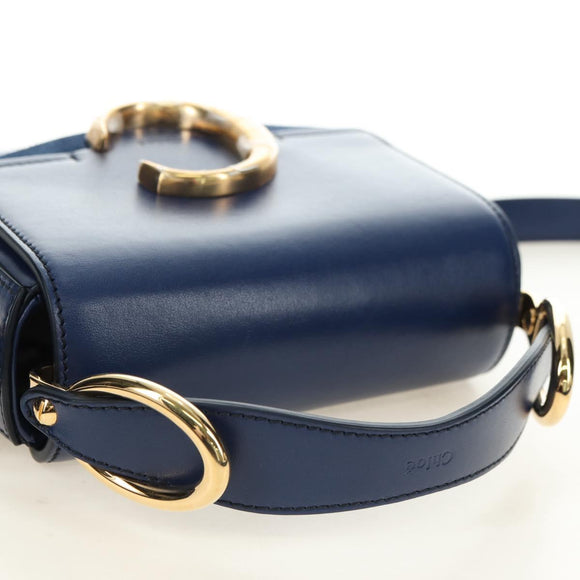 Chloe Chloe C Hand Bag Leather 2way Blue Gold Auth 181830M