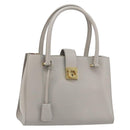 Salvatore Ferragamo Gancini Handtasche Leder Grau Gold Original 181831A-1