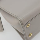 Salvatore Ferragamo Gancini Handtasche Leder Grau Gold Original 181831A-14
