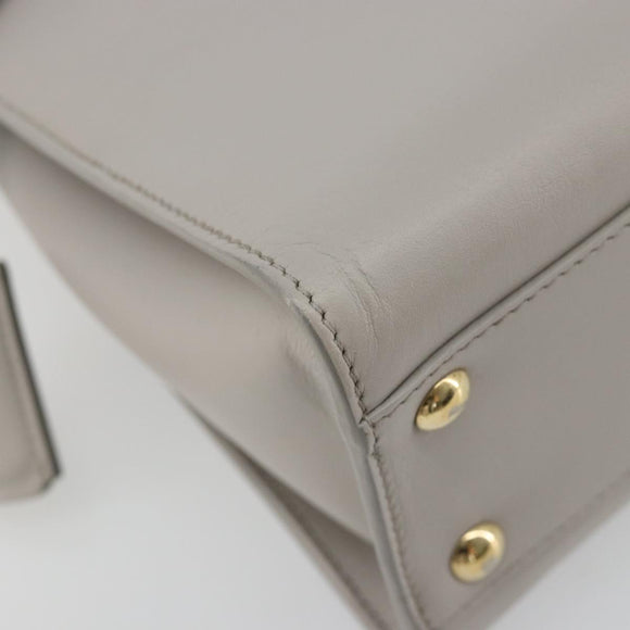 Salvatore Ferragamo Gancini Handtasche Leder Grau Gold Original 181831A