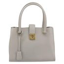 Salvatore Ferragamo Gancini Handtasche Leder Grau Gold Original 181831A-13