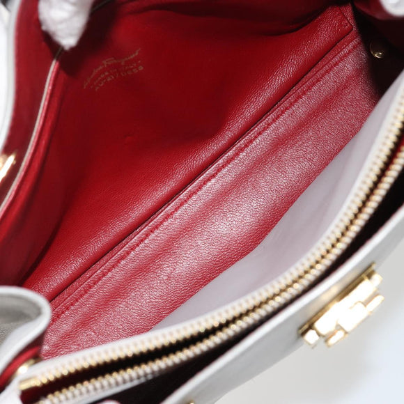 Salvatore Ferragamo Gancini Handtasche Leder Grau Gold Original 181831A