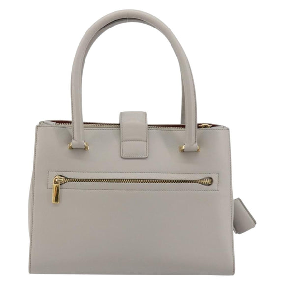 Salvatore Ferragamo Gancini Handtasche Leder Grau Gold Original 181831A