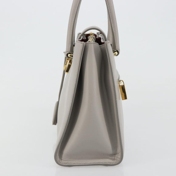 Salvatore Ferragamo Gancini Handtasche Leder Grau Gold Original 181831A