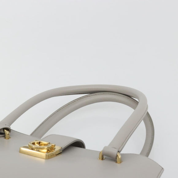 Salvatore Ferragamo Gancini Handtasche Leder Grau Gold Original 181831A