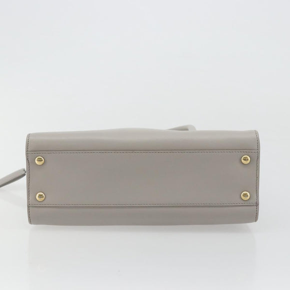 Salvatore Ferragamo Gancini Handtasche Leder Grau Gold Original 181831A