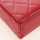 CHANEL Matelasse Chain Shoulder Bag Lamb Skin Red Gold CC Auth 181834SAM-14