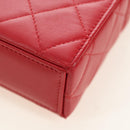 CHANEL Matelasse Chain Shoulder Bag Lamb Skin Red Gold CC Auth 181834SAM-15