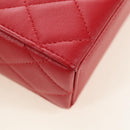 CHANEL Matelasse Chain Shoulder Bag Lamb Skin Red Gold CC Auth 181834SAM-16