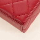 CHANEL Matelasse Chain Shoulder Bag Lamb Skin Red Gold CC Auth 181834SAM-17