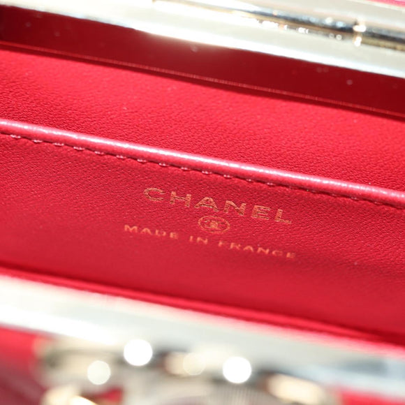 CHANEL Matelasse Chain Shoulder Bag Lamb Skin Red Gold CC Auth 181834SAM