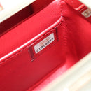 CHANEL Matelasse Chain Shoulder Bag Lamb Skin Red Gold CC Auth 181834SAM-11