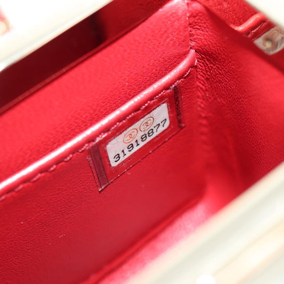 CHANEL Matelasse Chain Shoulder Bag Lamb Skin Red Gold CC Auth 181834SAM