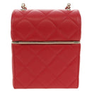 CHANEL Matelasse Chain Shoulder Bag Lamb Skin Red Gold CC Auth 181834SAM-2
