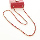 CHANEL Matelasse Chain Shoulder Bag Lamb Skin Red Gold CC Auth 181834SAM-7
