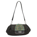 PRADA Umhängetasche Leder Dunkelbraun Silber Auth 181835M-1