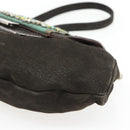 PRADA Umhängetasche Leder Dunkelbraun Silber Auth 181835M-10