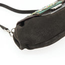 PRADA Umhängetasche Leder Dunkelbraun Silber Auth 181835M-11