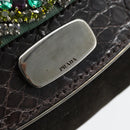 PRADA Umhängetasche Leder Dunkelbraun Silber Auth 181835M-15