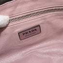 PRADA Umhängetasche Leder Dunkelbraun Silber Auth 181835M-16