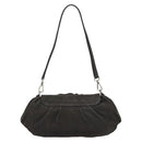 PRADA Umhängetasche Leder Dunkelbraun Silber Auth 181835M-3