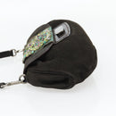 PRADA Umhängetasche Leder Dunkelbraun Silber Auth 181835M-4