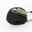 PRADA Umhängetasche Leder Dunkelbraun Silber Auth 181835M-5