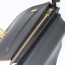 CELINE Trapeze Hand Bag Suede 2way Blue Gold Auth 181841-16